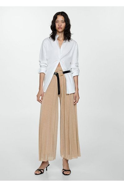 MANGO Woman Παντελόνι Palazzo με lurex