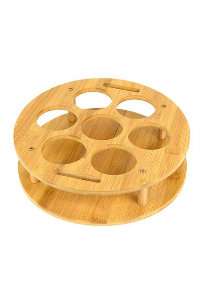 Bliss Wooden Round 7-Piece Spice Rack Stand Decorative Countertop Kitchen Utensil