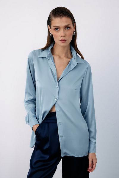 Sateen Baby Blue Satin Shirt