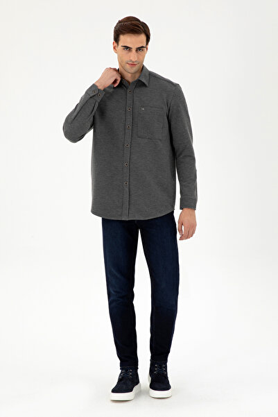 U.S. Polo Assn. Erkek Açık Gri Comfort Fit Cepli Örme Gömlek 50306264-VR001