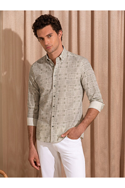 Cacharel Haki Slim Fit Uzun Kollu Gömlek 50265455-VR027