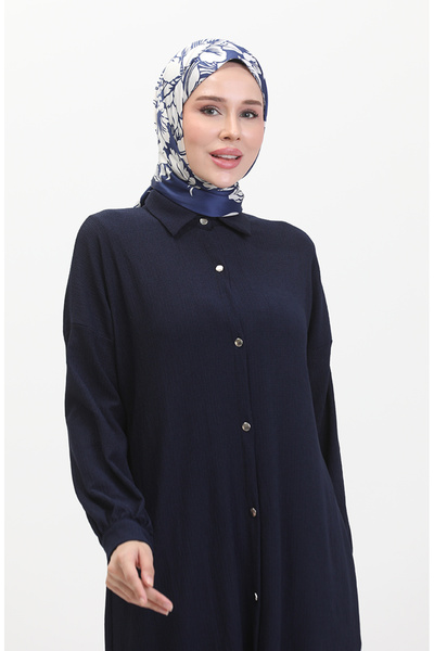 sefamerve Dlouhá tunika s knoflíky v námořnické modré - 1046-04