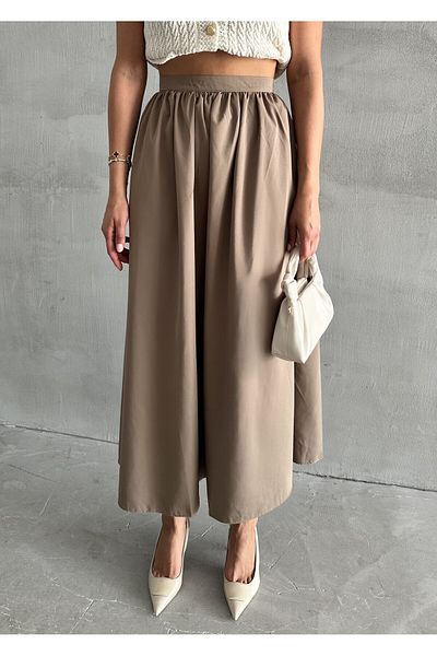 Laluvia Khaki Lola Langer Rock mit Reißverschluss