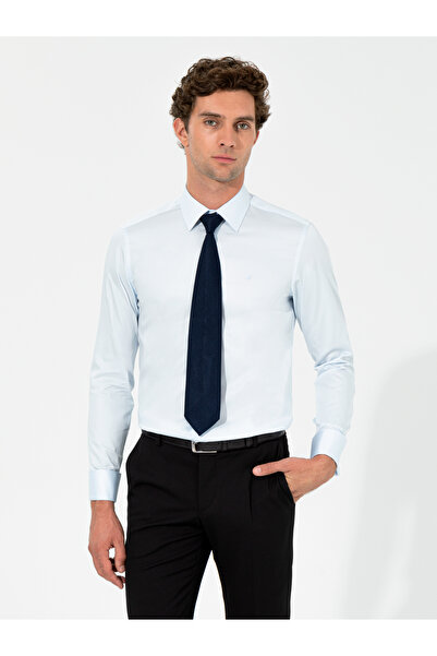 Cacharel Açık Mavi Slim Fit %100 Pamuk Klasik Yaka Basic Gömlek 50261220-VR003