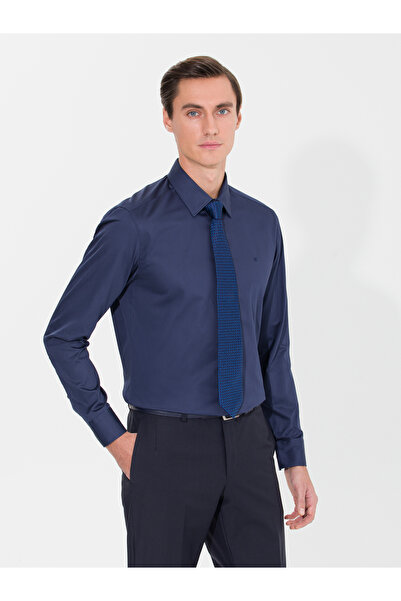 Cacharel Lacivert Slim Fit Uzun Kollu Basic Gömlek 50268503-VR033
