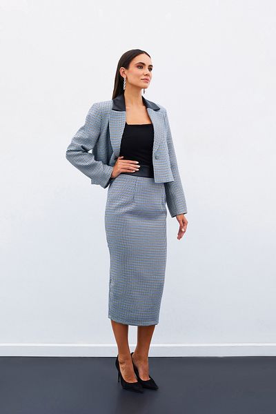Sateen Fusta Midi Crowbar - ALBASTRU