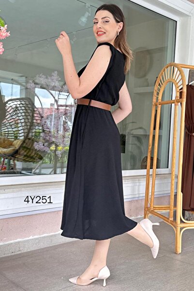 İnce Topuk Aerobin Dress - Crew Neck and Wadding Detail, 4Y251