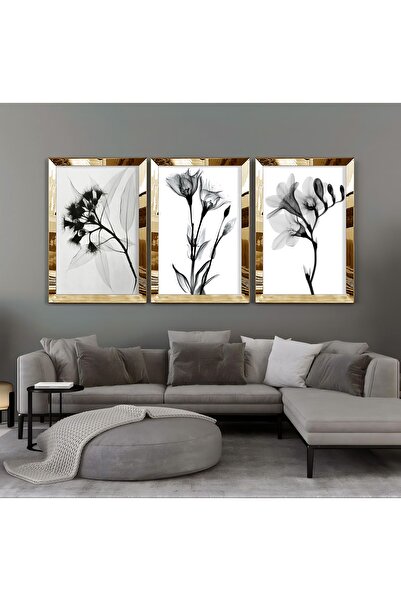 Harikabirev HARİKABİREV | COMBINAT DE FLORI NEGRU-ALB 03 | TABLO MDF CU CADRU PLEXY KRFZ