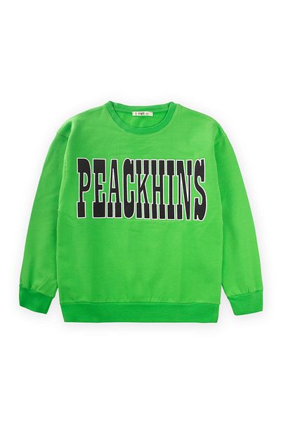 Cigit Hanorac verde cu broderie Peackhins - 9-14 ani