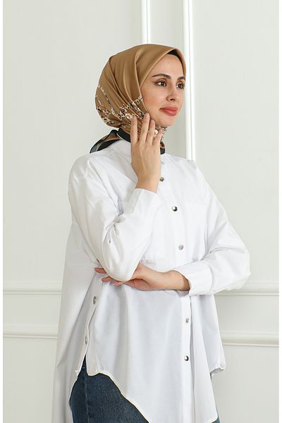 sefamerve Μαύρο χρυσό κασκόλ Karaca Rayon - 81051-07