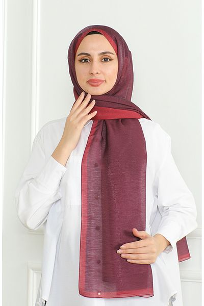 sefamerve Karaca Gradient Twinkle Shawl 81059-19 Claret Red