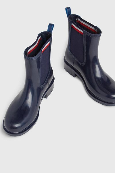 Tommy Hilfiger حذاء نسائي بلون المطر - لوحة جانبية مرنة