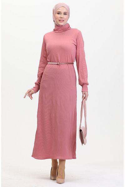 sefamerve 0196-06 Μοντέλο Dusty Rose ίσιο φόρεμα