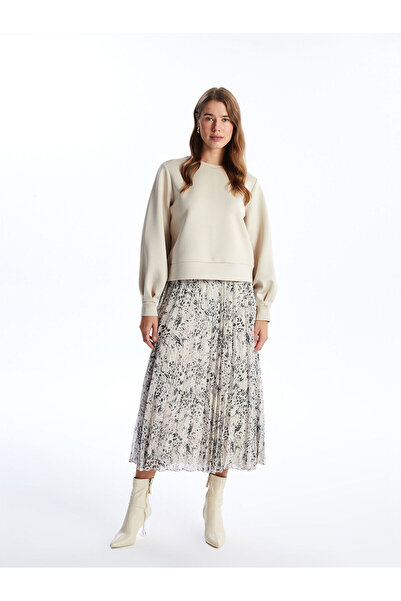 LC Waikiki Peak Yeni Sezon Beli Lastikli Desenli Pileli Kadın Etek