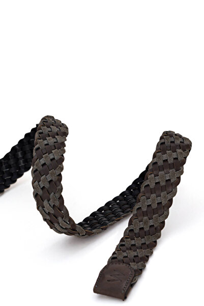 Hemington Light Gray Handmade Suede Leather Knitted Belt