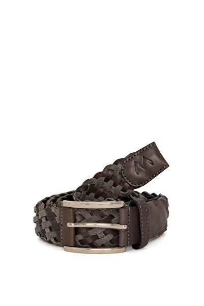 Hemington Light Gray Handmade Suede Leather Knitted Belt