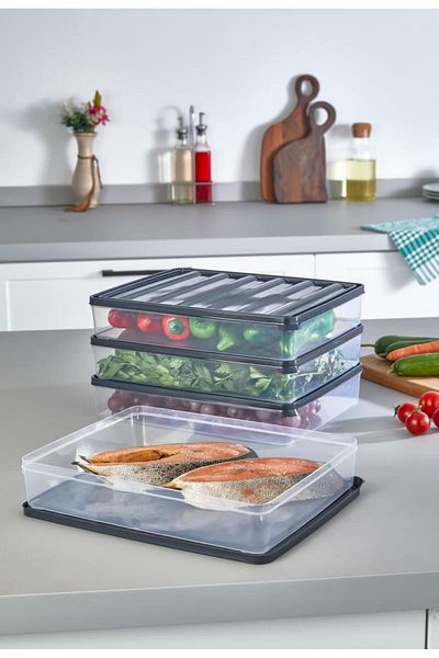 Ecolux 4 Pieces with Transparent Storage Doors - Freezer Organizer Refrigerator, Ecolux