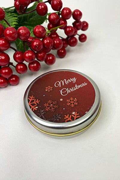 Limelia Tablă de argint - Lumânare roșie rotundă Crăciun Fericit cu imprimeu .