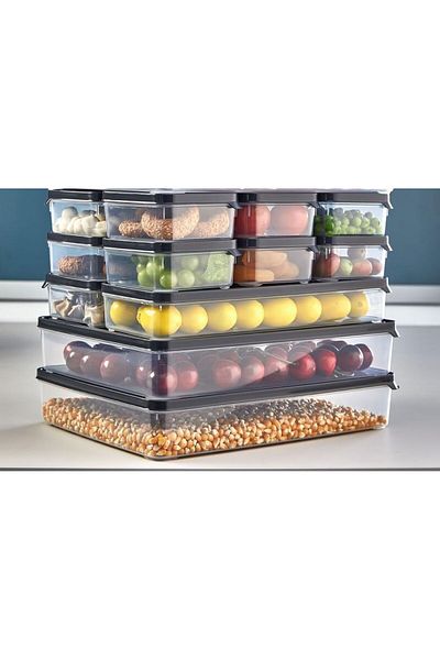 Ecolux 16 Piece Transparent Storage Set - Freezer Organizer, Fridge with Lid - Ecolux