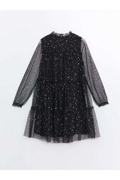 LC Waikiki Lw - Bisiklet Yaka Işıltılı Kız Çocuk Elbise