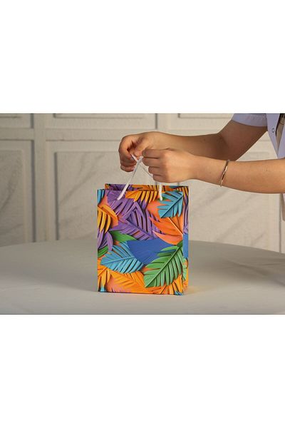 ÇABUKLAR Cardboard Bag Bellows Tropical (20X10X23,5 cm) - 1 Piece