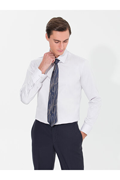 Cacharel Light Gray Slim Fit Long Sleeve Basic Shirt 50268503-Vr001