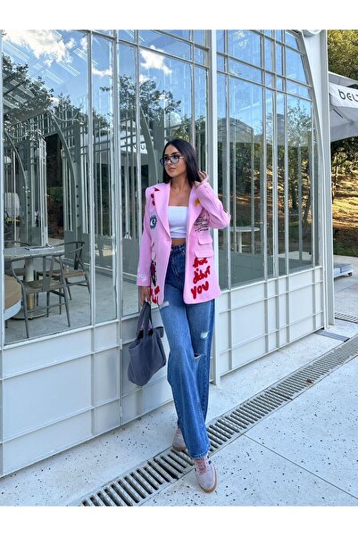 VOLT CLOTHİNG Kadın Nakış Detaylı Blazer Ceket