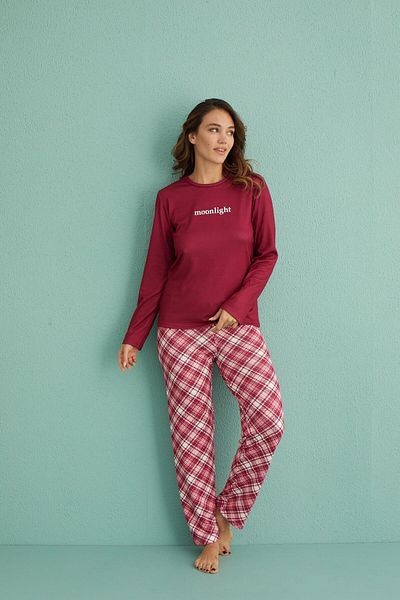 gd goldoremi 14102-12 Women's Moonlight Thermal Long Sleeve Pajamas Set