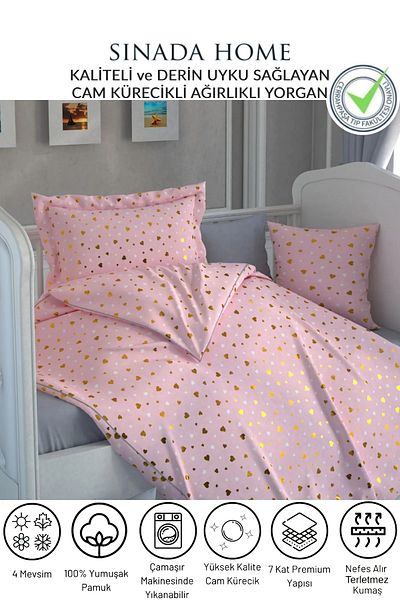 Sinada بطانية مرجحة لحاف فردي 6 كجم 155x215 100% قماش قطن حشوة خرز زجاجي (4 مواسم)