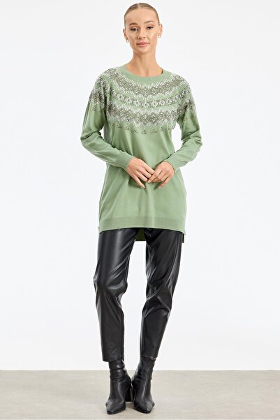 Tığ Triko Taş Detaylı Tunik ÇAĞLA