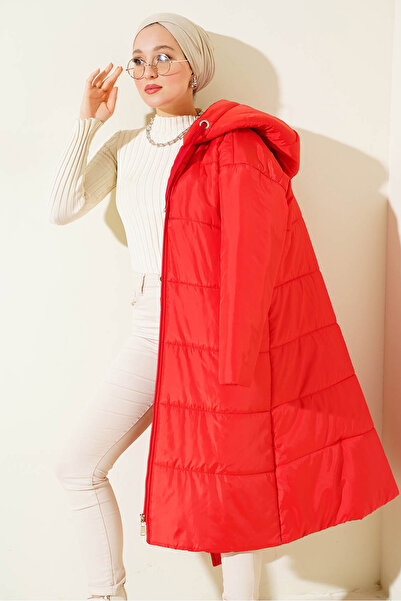 Bigdart T5120 Hooded Long Inflatable Hijab Coat - Red