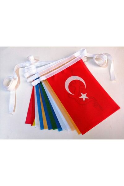 bayrakal Dizili Eski Türk Devlet Bayrakları 17'li 30X45Cm.- Dizi Uzunluğu 765Cm