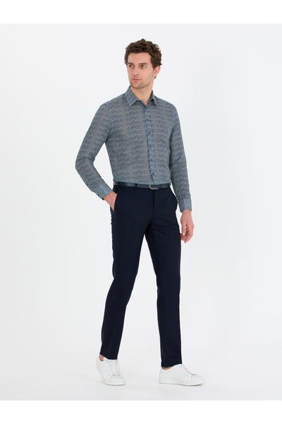 Cacharel Petrol Slim Fit Uzun Kollu Gömlek 50265454-VR102