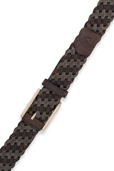 Hemington Light Gray Handmade Suede Leather Knitted Belt