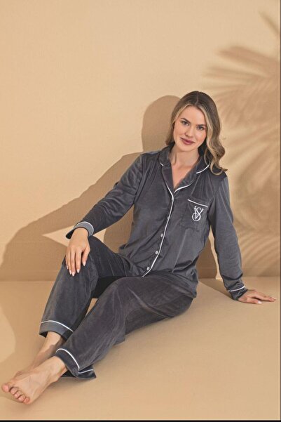 denizhomecollection Winter Velvet Denizhomewear Vs Women's Pajamas Set