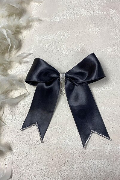 Limelia Accesoriu clemă de păr cu fundă cu design special de piatră neagră