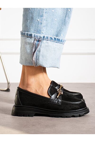 Alemdar Shoes Siyah Süet Toka Detay Kadın Loafer