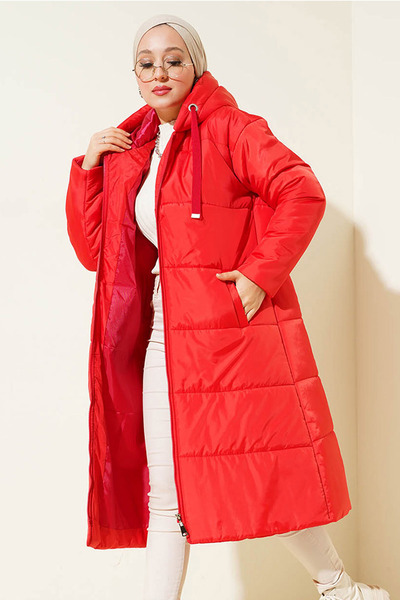 Bigdart T5120 Hooded Long Inflatable Hijab Coat - Red