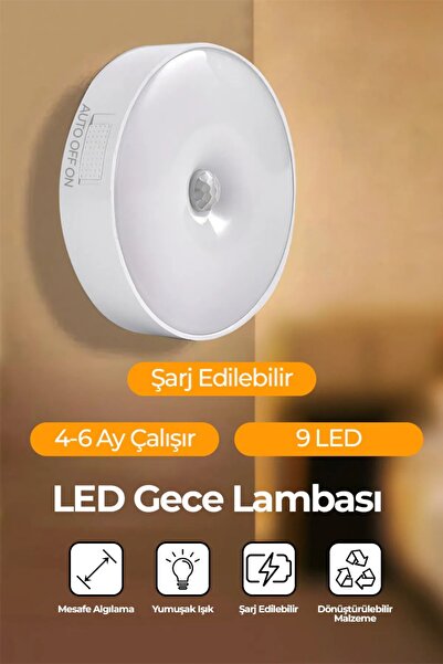 CARNIVAL LAND Hareket Sensörlü Usb Şarjlı Led Işık Lamba-oda, Mutfak, Salon Ve Merdiven Işıklandırma 1 Adet