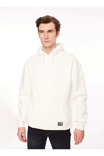 The Crow Ecru Men's Hooded Collar Sweatshirt - Tc3911