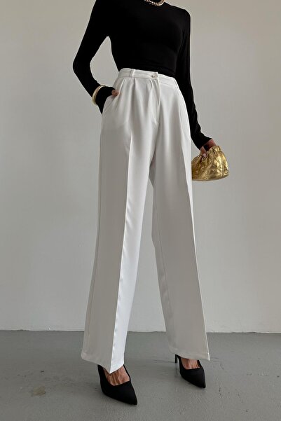 mylove Pleated Palazzo Trousers White