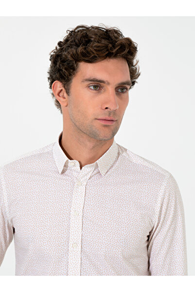 Cacharel قميص بيج بقصة ضيقة وأكمام طويلة 50255636-VR011