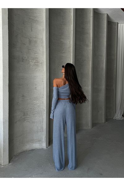 Ekim Store Set de pantaloni bluză cu guler clasic