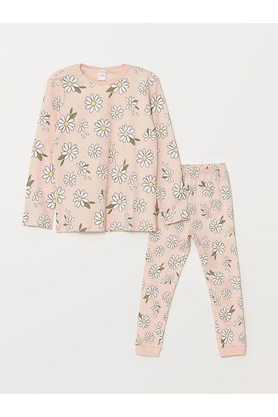 LC Waikiki Lw - Crew Neck Long Sleeve Floral Baby Girl Pajama Set