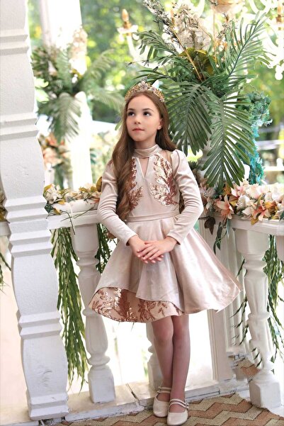 Ribbon kids κορίτσι παιδικό γάμο αποφοίτησης αυτοκόλλητο βελούδινο βραδινό φόρεμα + στέμμα