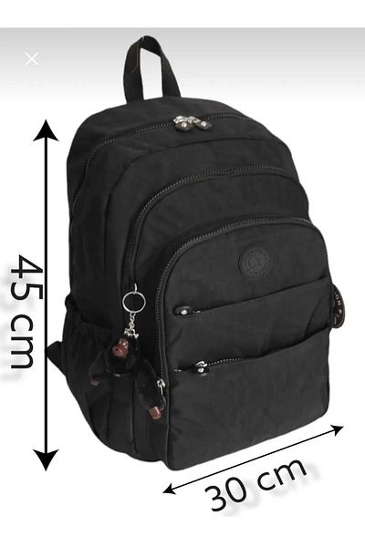 SYG Kırınkıl Water Repellent Fabric 5 Compartment Backpack with Accessories 1625S-Black