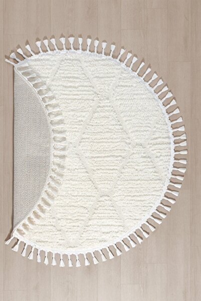Eliz Home Krem Yumuşak Yuvarlak Dokuma Halı Çocuk Odası Yatak Odası Antre Hol...