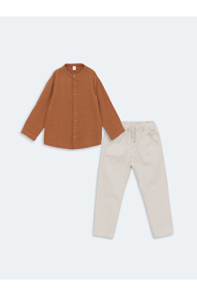 LC Waikiki Lcw Uzun Kollu Erkek Bebek Gömlek Ve Pantolon 2'li Takım