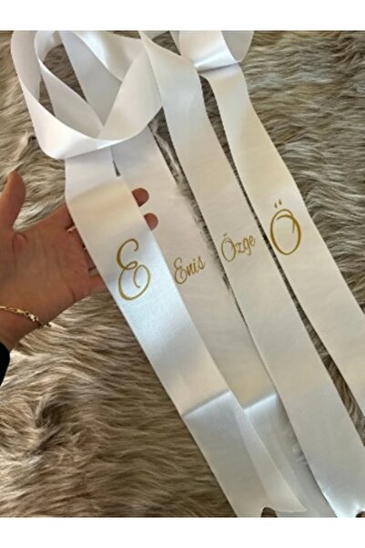 İsabella Accessories Gelin Damat İsimli Tören Takı Kurdelesi Kişiye Özel Bask...