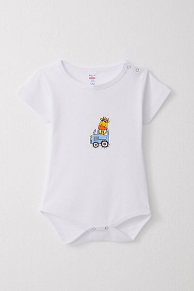 Breeze White Baby Boy Bodysuit - Snap, Bodysuit Cute, Driver Printed, 9 Months-3 Years